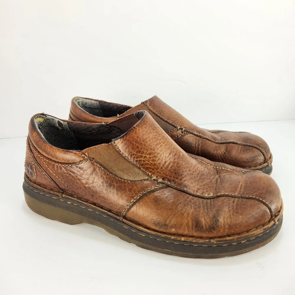 Dr. Martens Tevin Men's M8 L9 Brown Leather Slip On Shoes AirWair Comfort Casual
